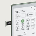 Gallery viewerに画像を読み込む, Viwoods AiPaper reader screen showing the Android control center, with a SIM card partially ejected from the side. The AiPaper reader has a light gray bezel and a white display interface.