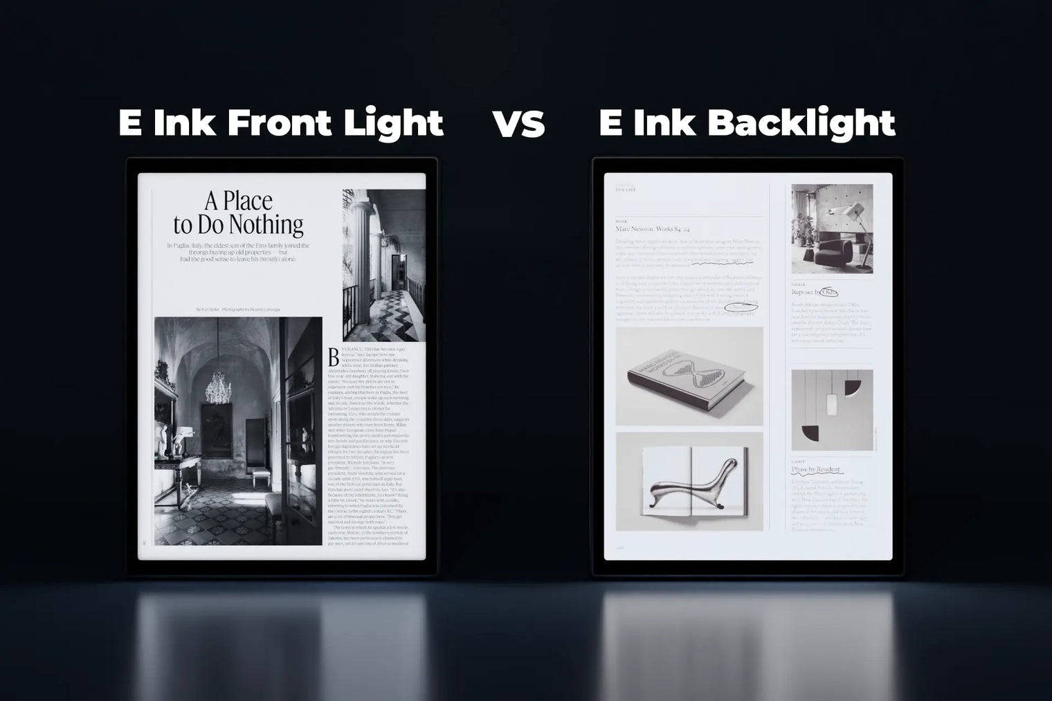 e ink backlight vs front light