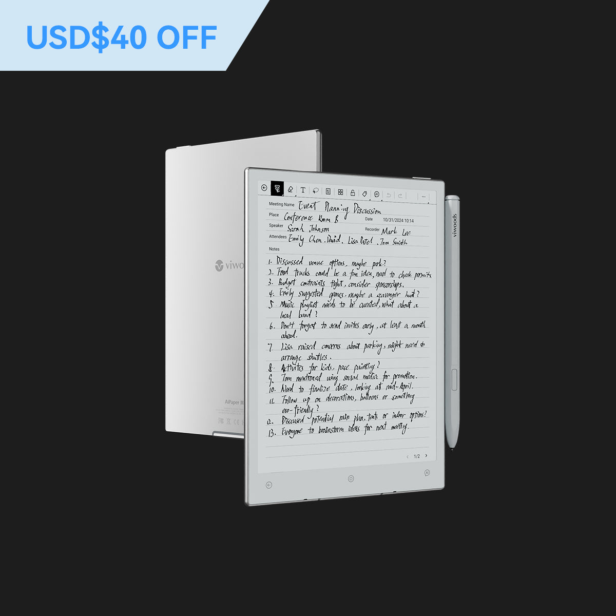 Viwoods AiPaper Mini: 8.2 Inch Android E Paper Display Tablet